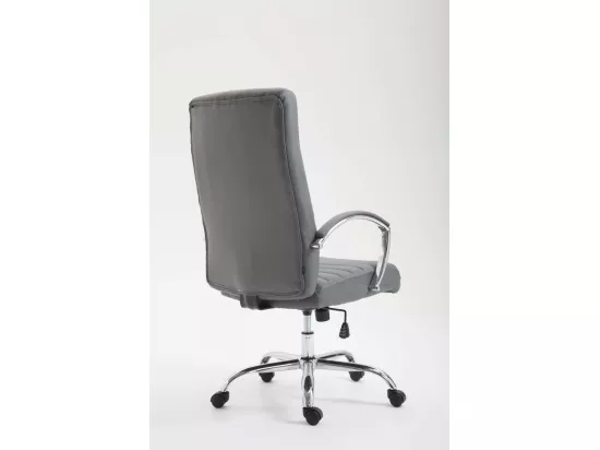 Chaise de bureau - Similicuir & Métal chromé - Gris - Valais
