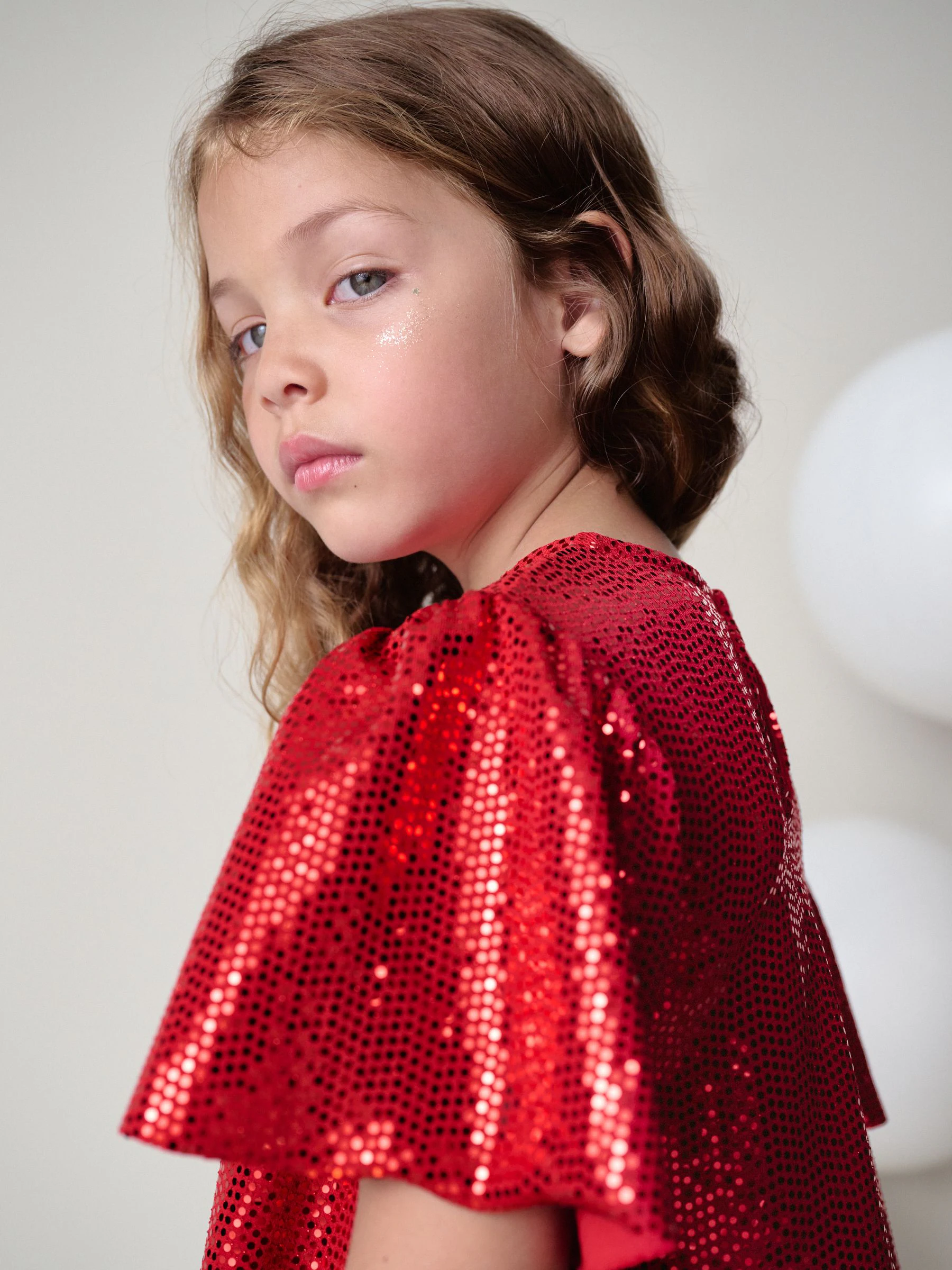 Rood - Jurk met glitters (3-16jr)