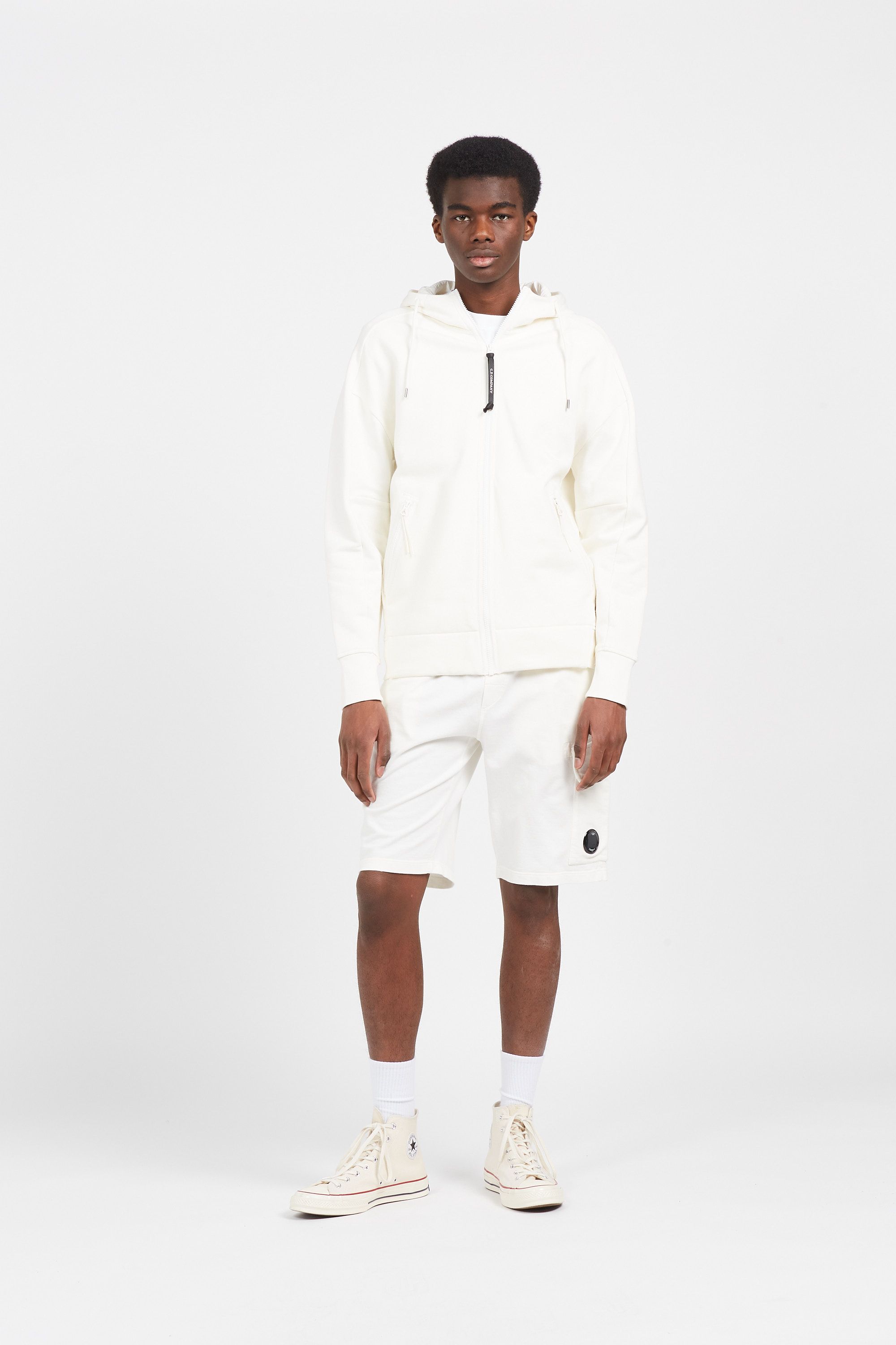 C.P. COMPANY short light fleece Blanc