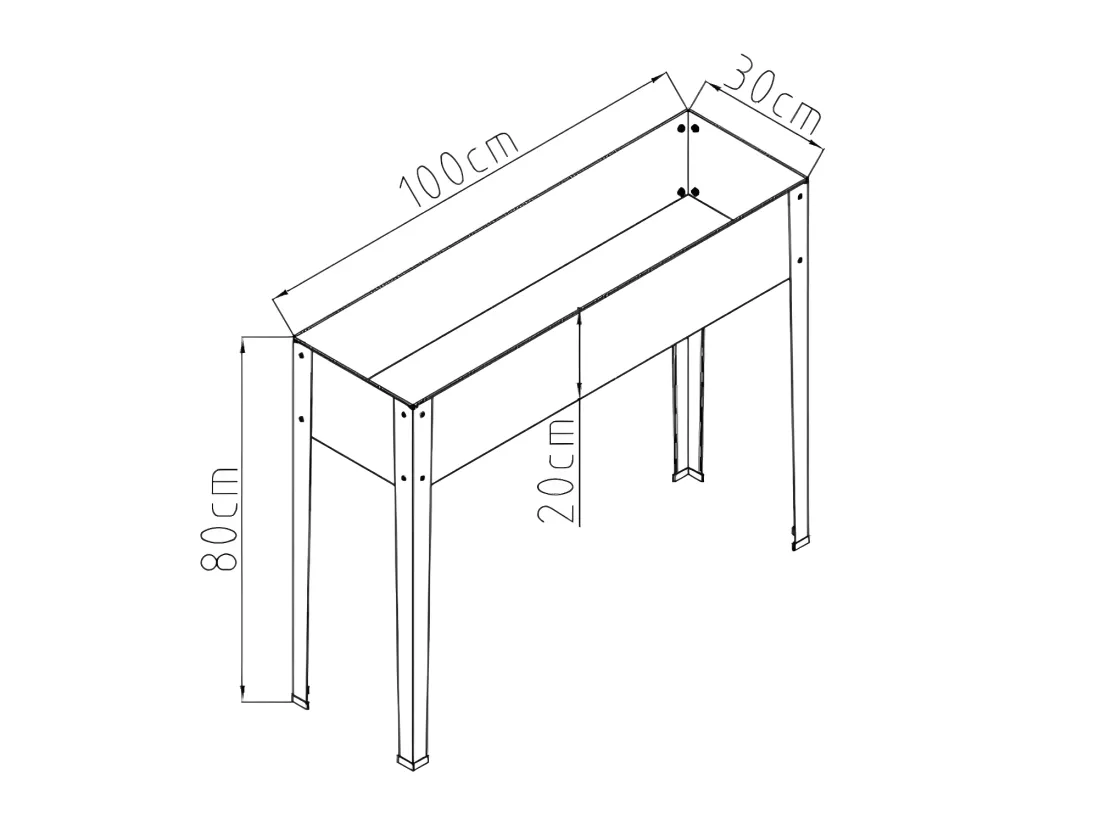 Jardinière sur pied en acier anthracite - L100 x P30 x H80 cm - YGOS