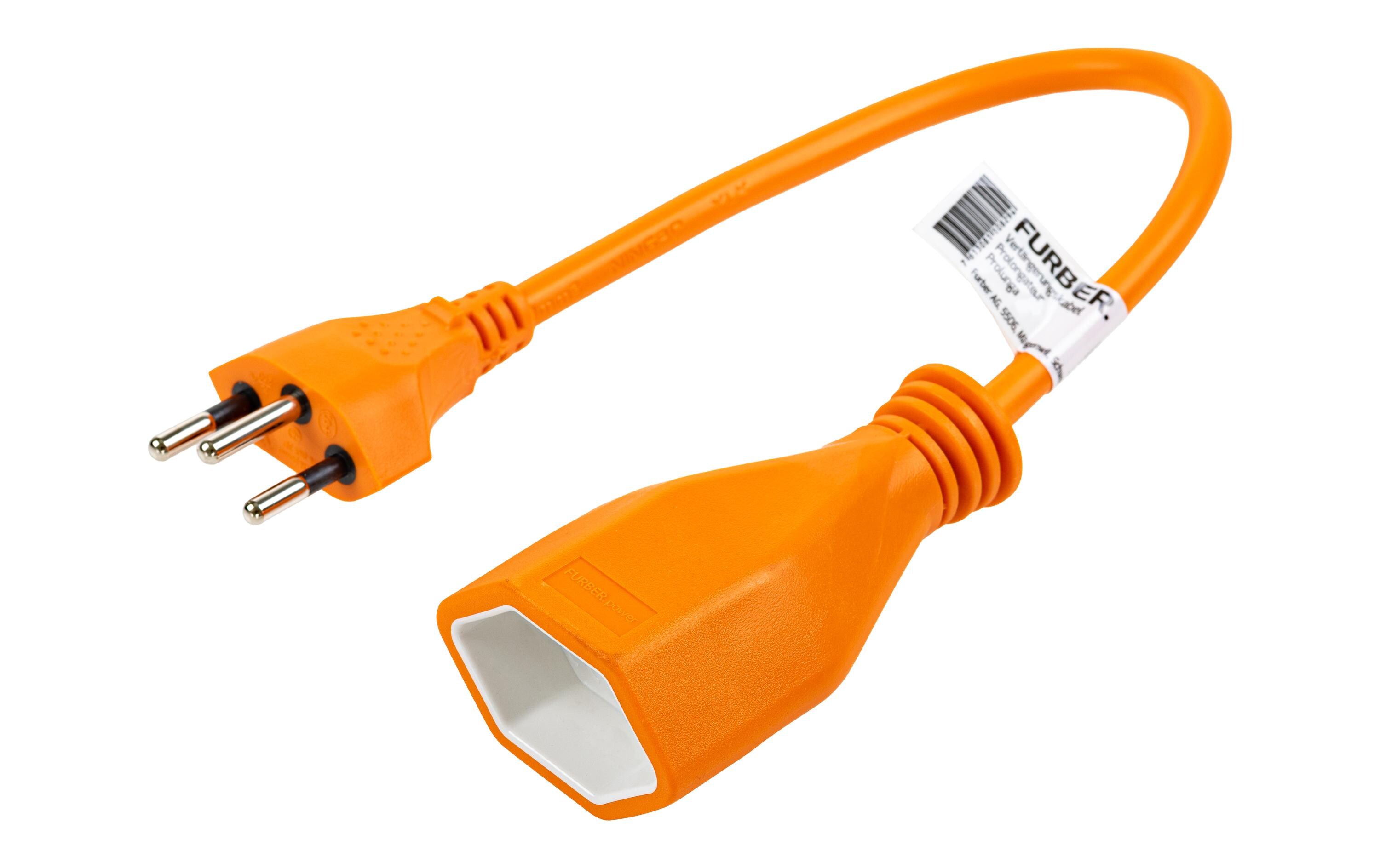 Verlängerungskabel T13-T12 0.2 m OrangeStromkabel H05VV-F 3G1.00