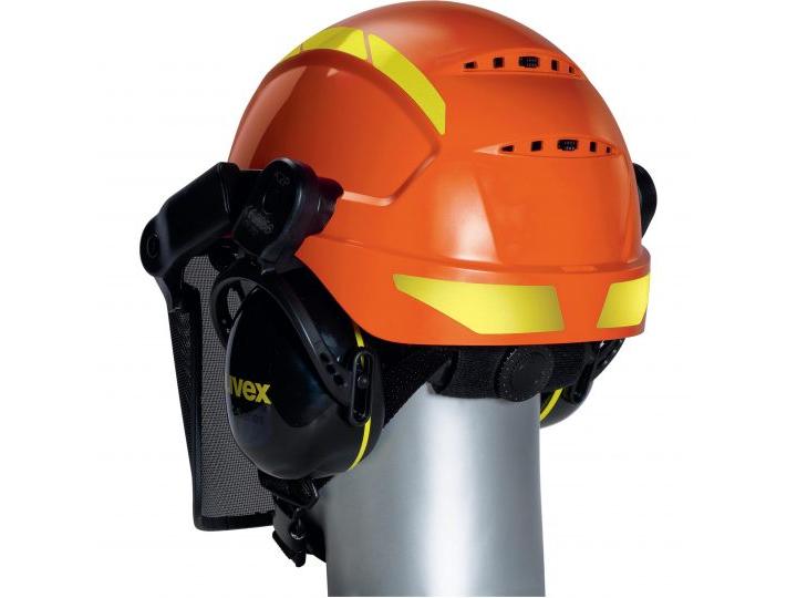 uvex Schutzhelm Pheos Forestry, Orange Forsthelm Komplettset