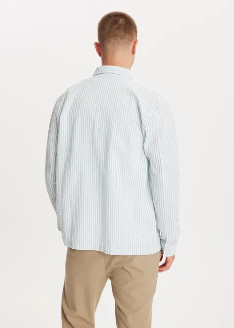 Seersucker overhemd blauw (BLW.L)