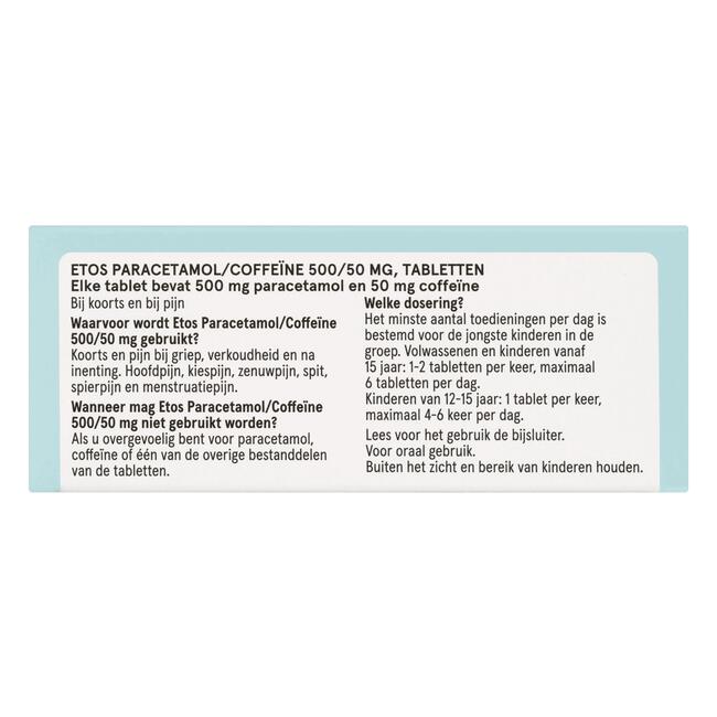 Etos Paracetamol/Coffeïne 500/50 mg 20 stuks