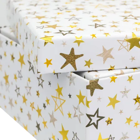 Idena Geschenkboxen Weihnachten Sternenmotiv FSC-Mix, 4er Set