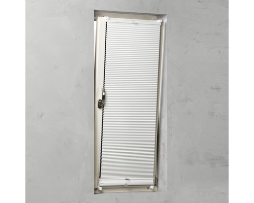Soluna dubbel plisségordijn met zijspan, wit, 45x130 cm