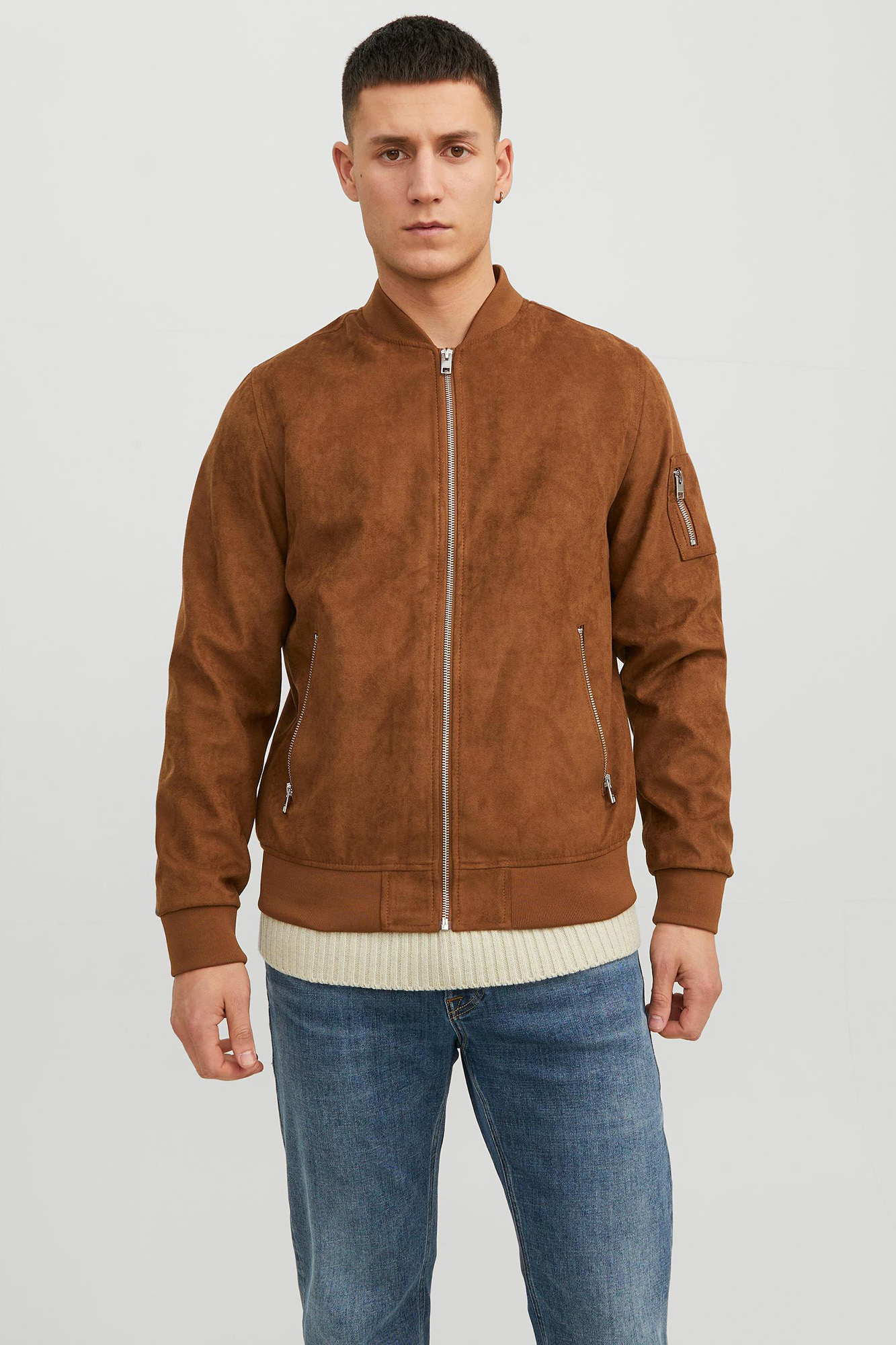 jaqueta bomber de couro sintético