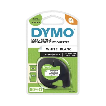 Dymo LetraTag Band Papier, schwarz auf weiss, 12 mm x 4 m