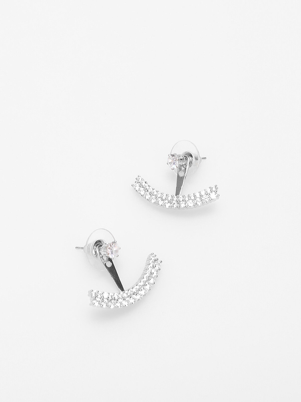 Boucles d'oreilles en arc à strass- Argenté
