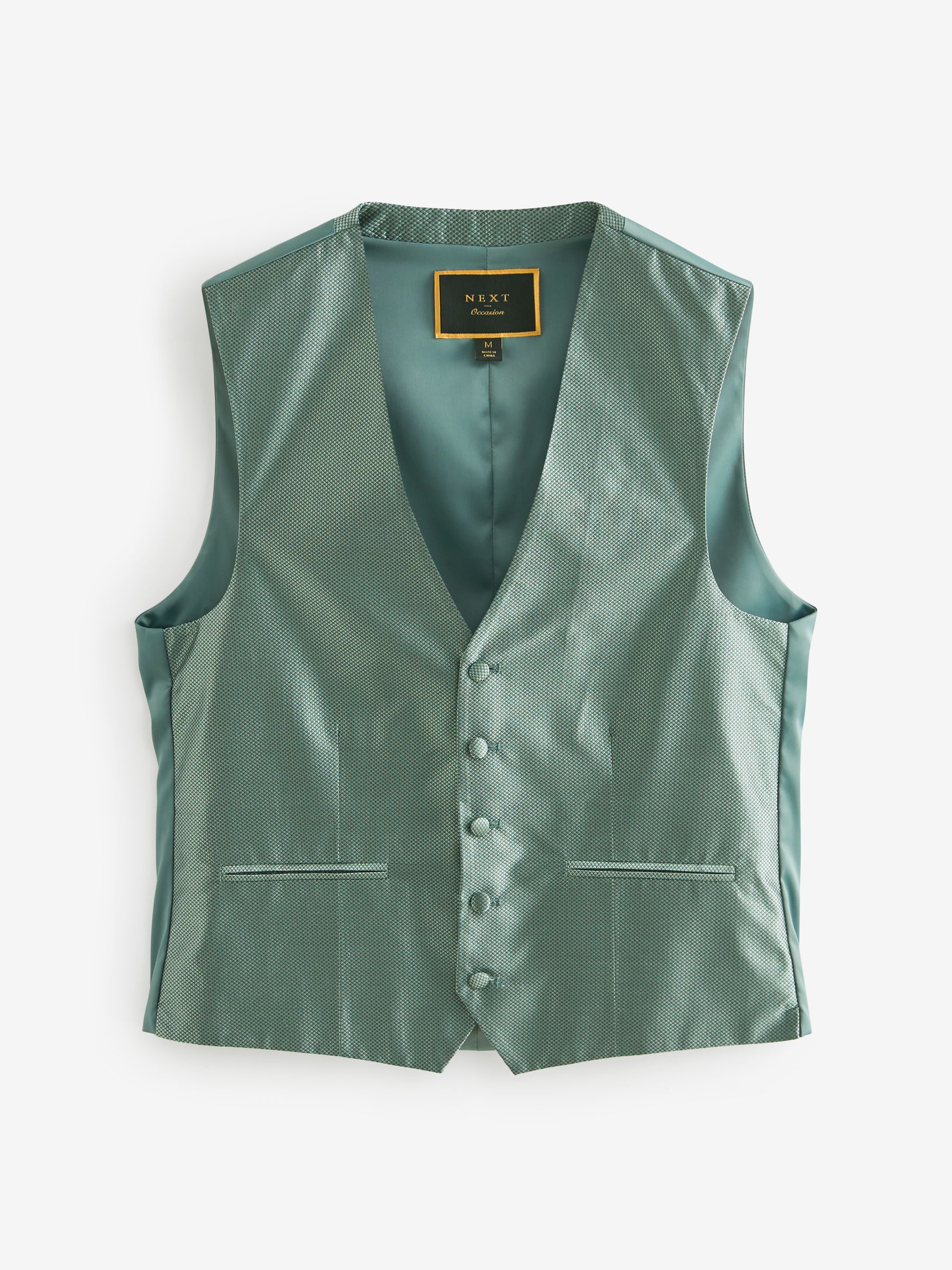 Grijs-groen - Zijden gilet met textuur