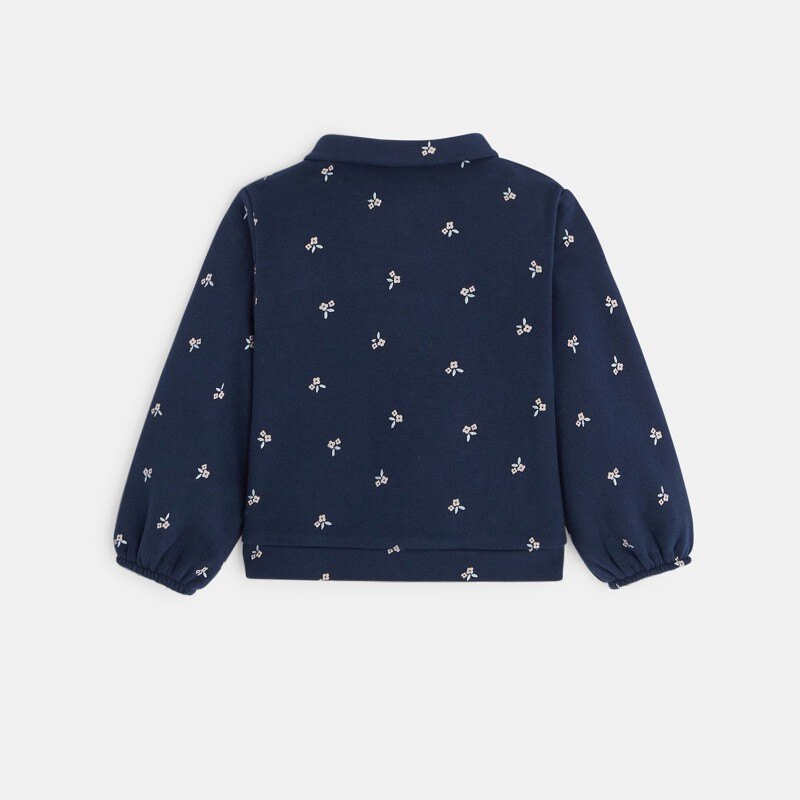 Veste molleton imprimé fleurs bleu bébé fille Bleu