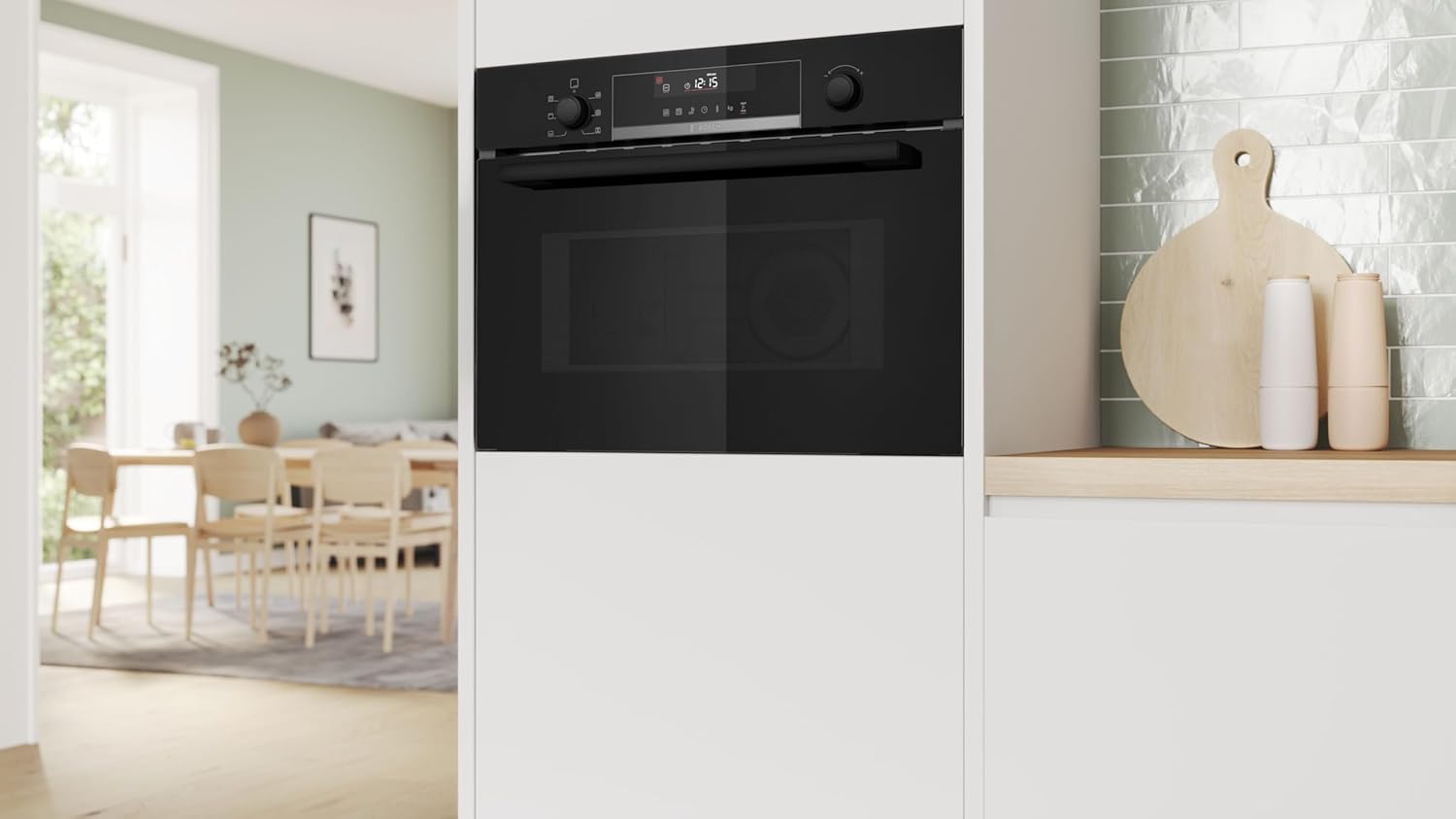 Bosch CMA585GB1 Serie 6 Einbau-Mikrowelle mit Heißluft und Grill, 60 x 45cm, 44l, 900W, AutoPilot 15, Versenkknebel, LED-Touchdisplay, Reinigungsunterstützung, Schwarz