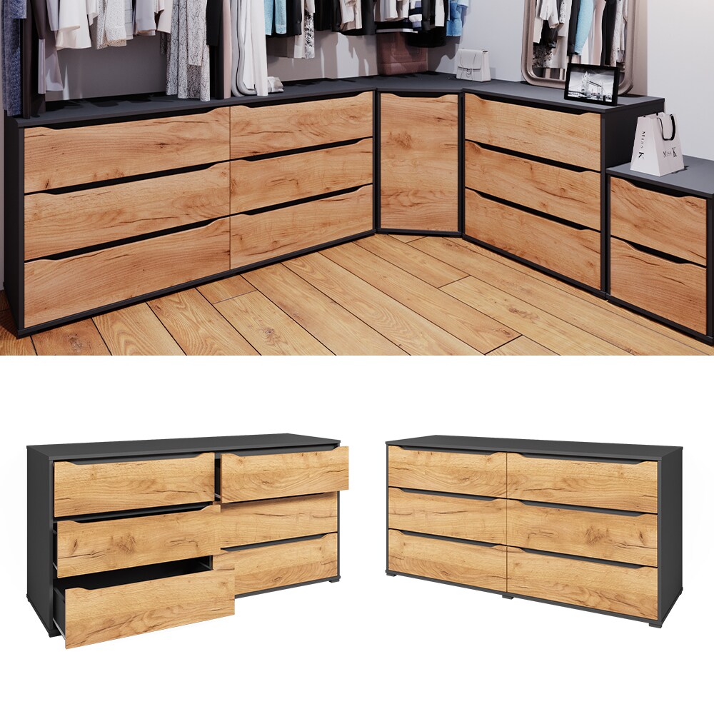 Vicco Kommode Ruben 160 x 78 cm Anthrazit Eiche Anrichte