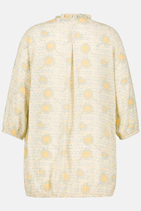 Bluse, Blütendruck, Stehkragen, 3/4-Arm