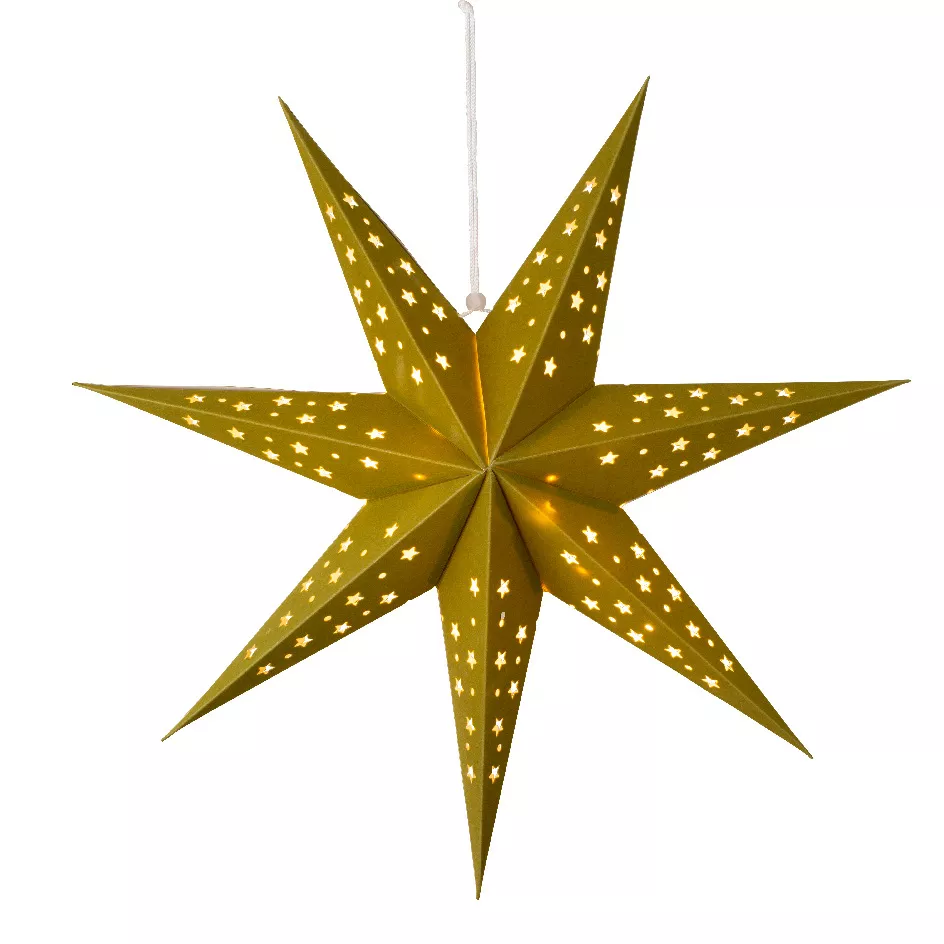 Etoile lumineuse à suspendre (H60 cm) Origami Stella Vert et blanc chaud