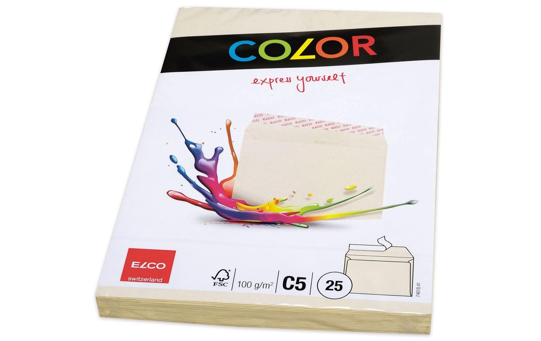 Couvert Color C5, Keine Fenster, 25 Stück, ChamoisFarbige Briefumschläge von Elco