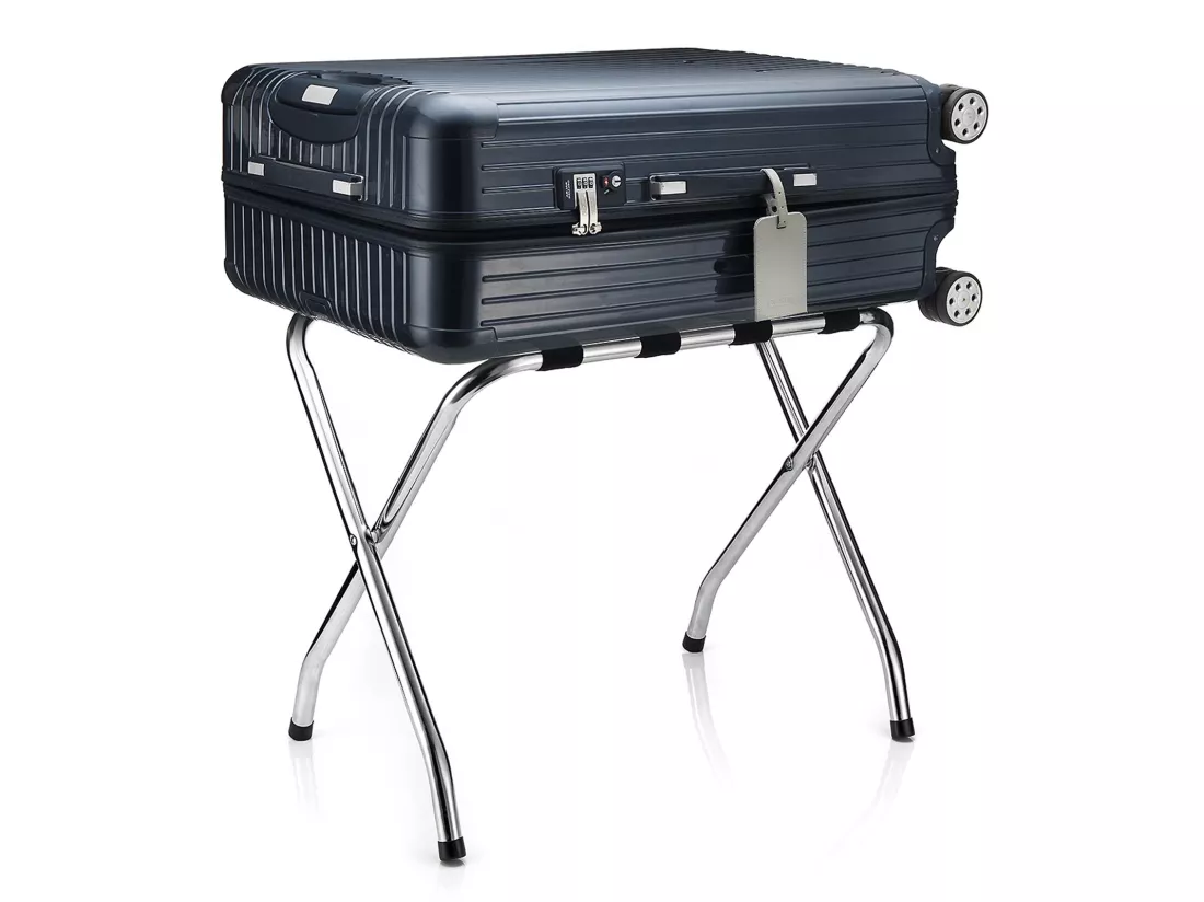 Porte-valise LUGGAGE en métal chromé, support-bagages accessoire de chambre hôtel pour valise, support valise pliable