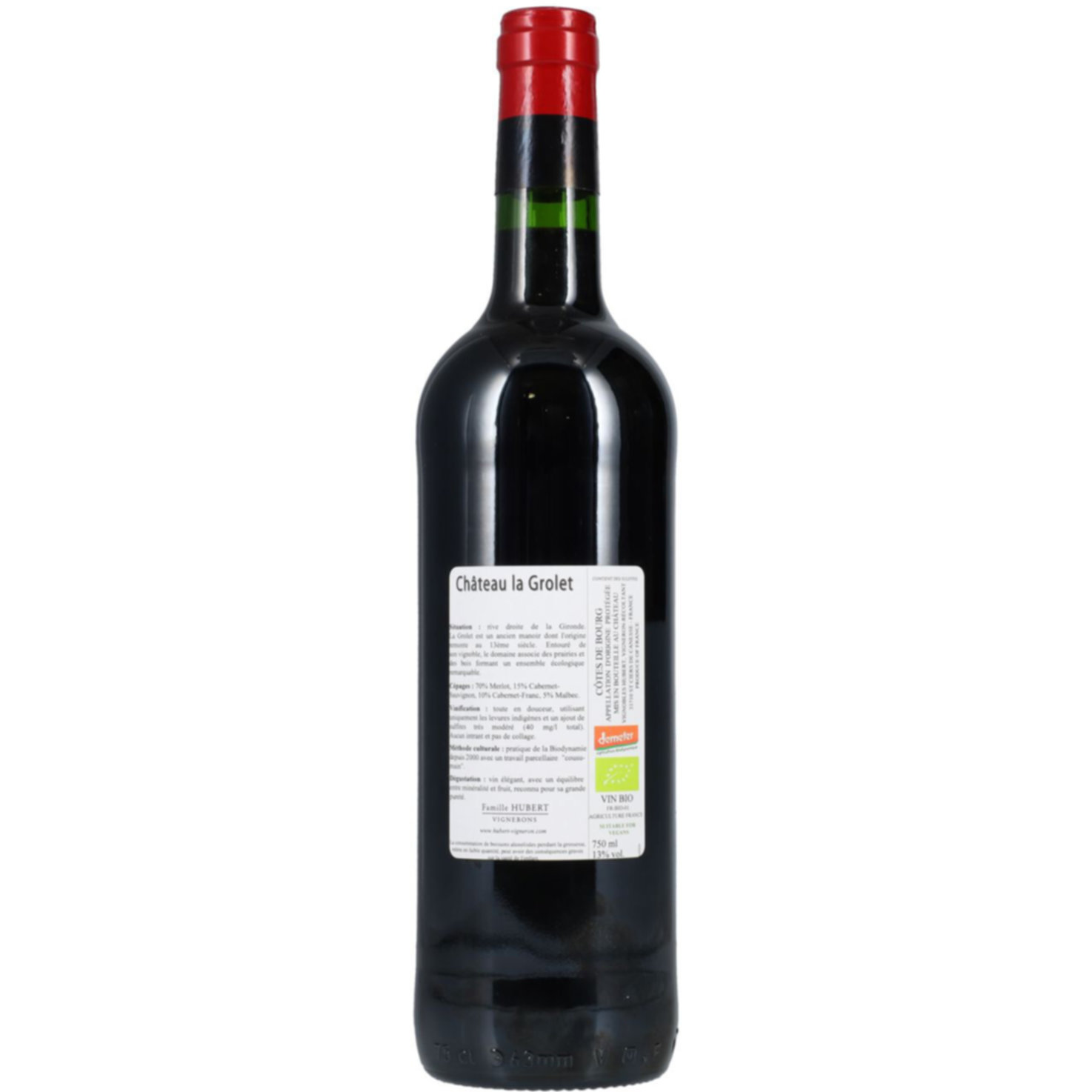Bordeaux AOC La Grolet Côte Bourg Origines Famille Hubert Vignerons -75cl