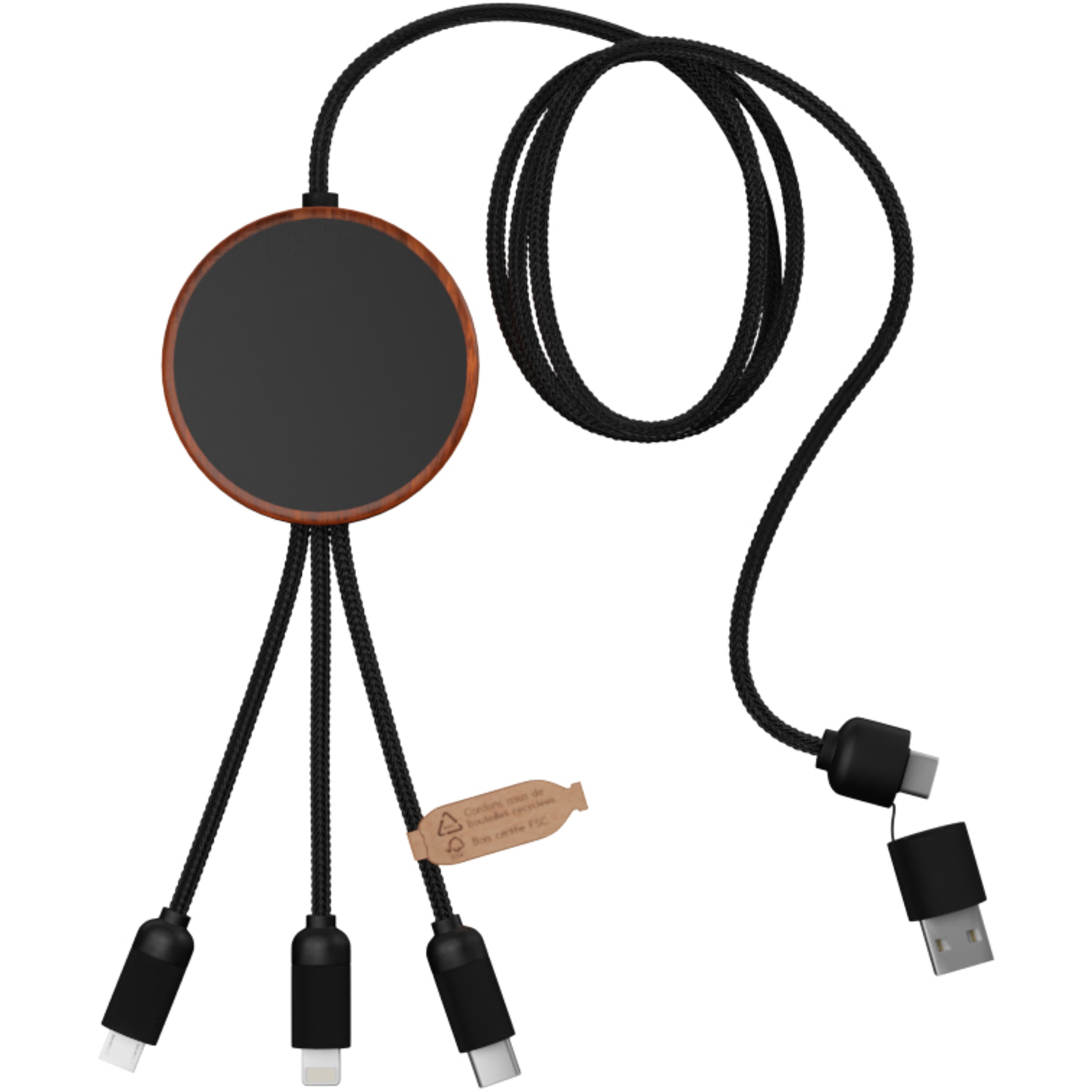 SCX.design 2PX073 - Câble 5-en-1 Écologique avec Logo Lumineux et Chargeur 10W