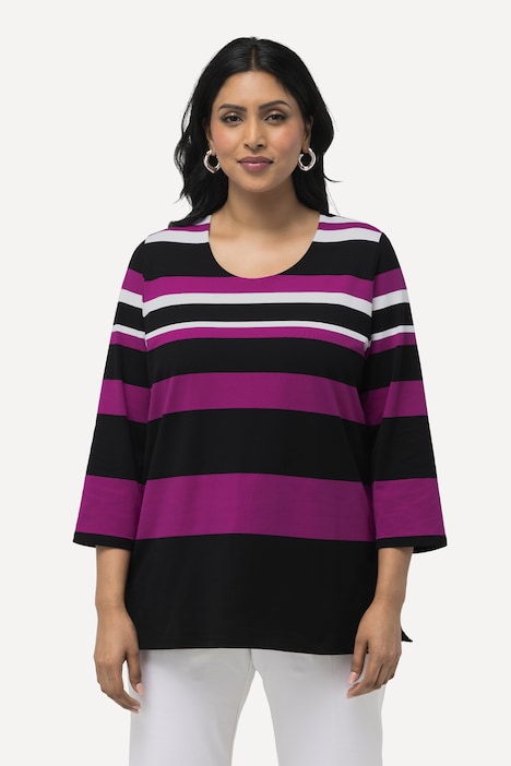 Shirt, Ringel, Rundhals, 3/4-Arm, Pima Cotton