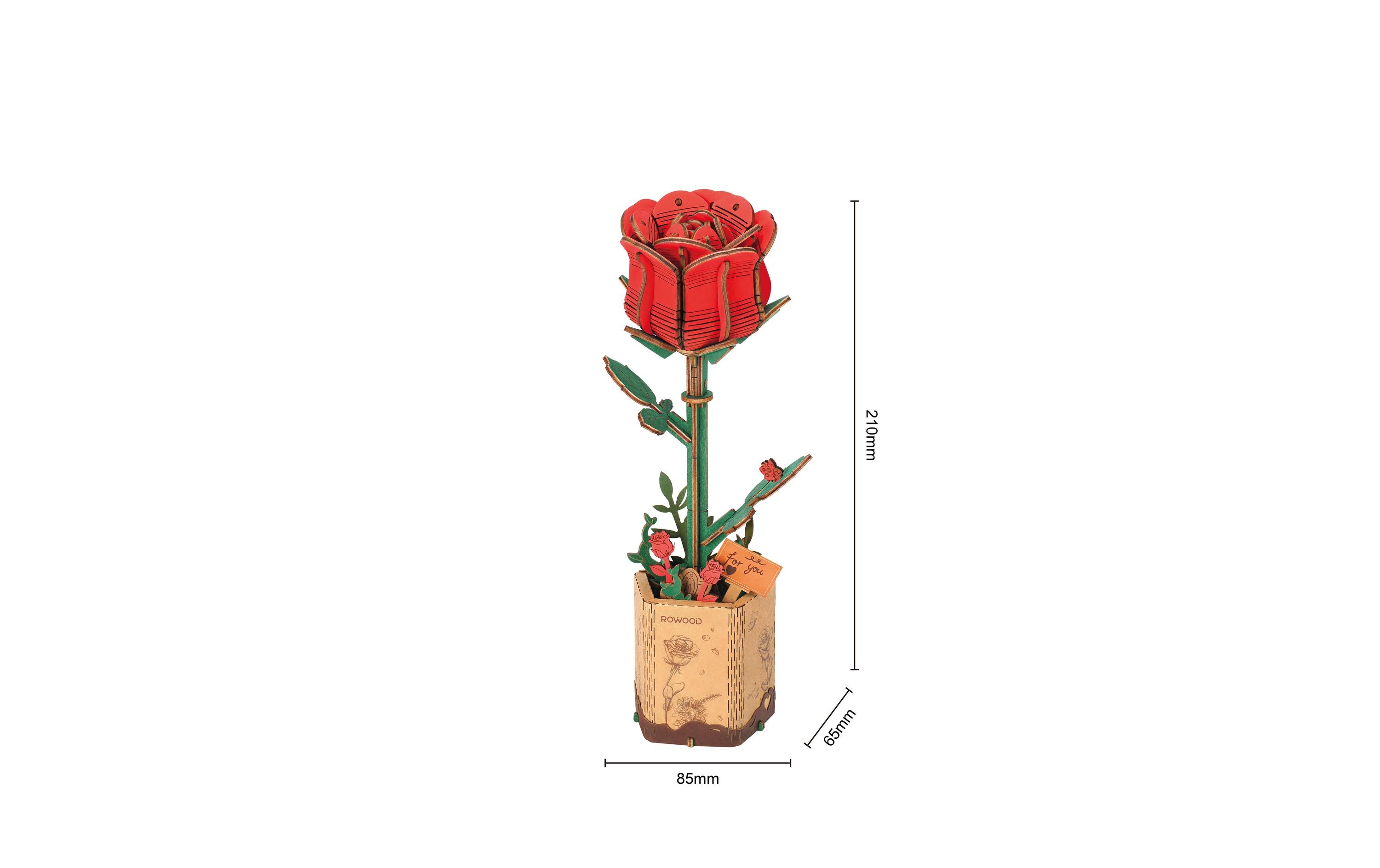 Bausatz Red Rose 106-teilig3D-Puzzle aus lasergeschnittenen Holzteilen