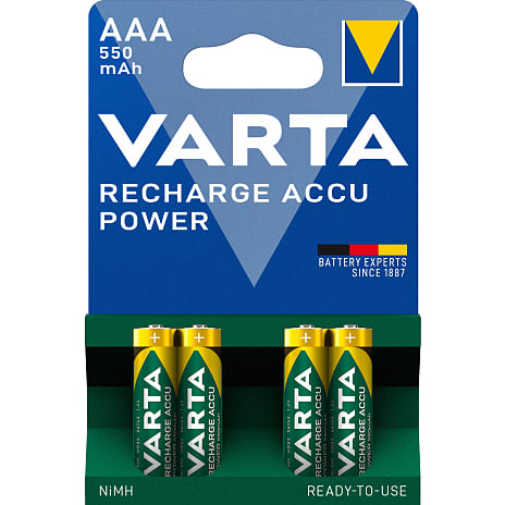 Varta Recharge Accu Power 4-pak AAA 550mAh genopladelige batterier