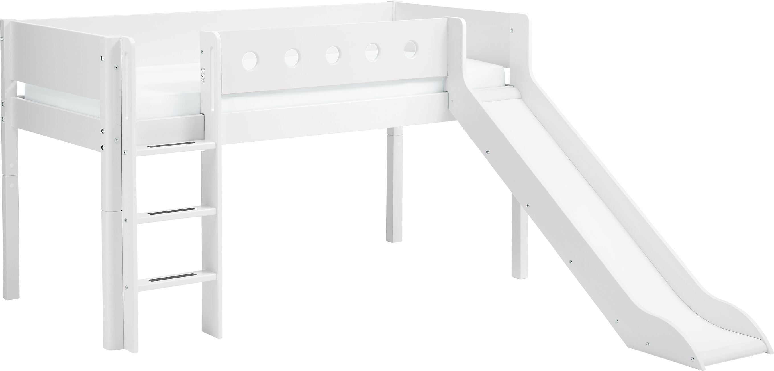 Flexa WHITE Halbhochbett - Weiss / B: 109.0 cm x T: 210.0 cm x H: 120.0 cm