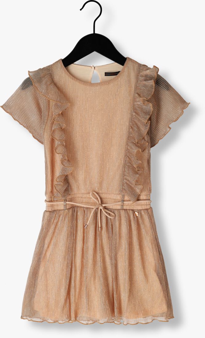 NONO ros&eacute;gouden nono mini jurk merle girls plisse dress light gold