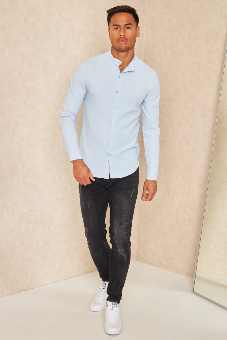 Chemise fluide texturée bleu clair