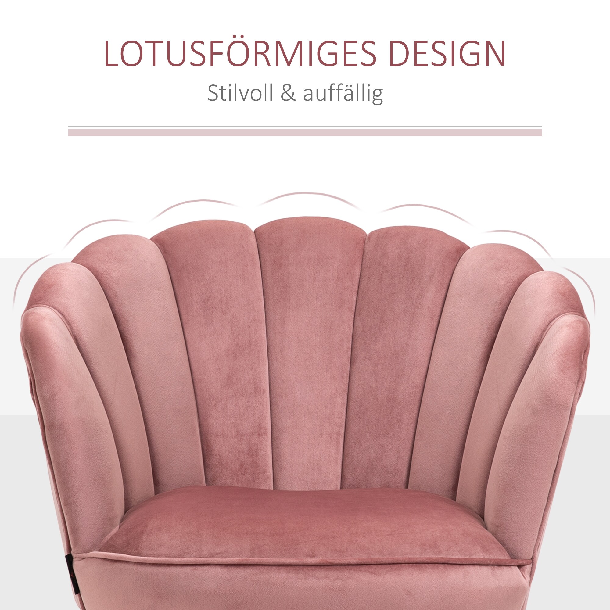 HOMCOM Stuhl Lotusblumen-Design, Elegante Ergänzung für Ihren Wohnbereich, Luxuriöser Samt-Polyester Bezug 66 x 72 x 79 cm (BxTxH)