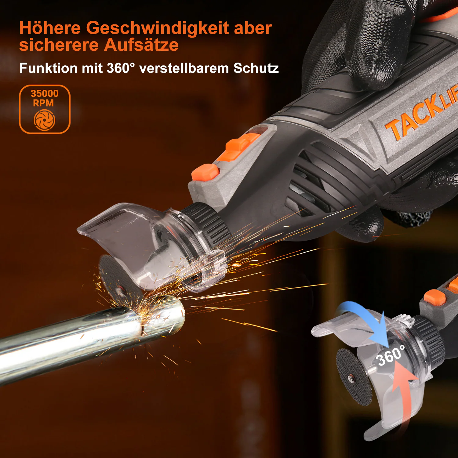 TACKLIFE RTSL50AC, Rotierendes Werkzeug mit Universalfutter, Multifunktionswerkzeug 135W Kit mit 150 Zubehörteilen mit 6 Geschwindigkeitsstufen Einstellungen(35000rpmMax) Ideal zum Schneiden / Skulpturieren / Polieren/DIY.