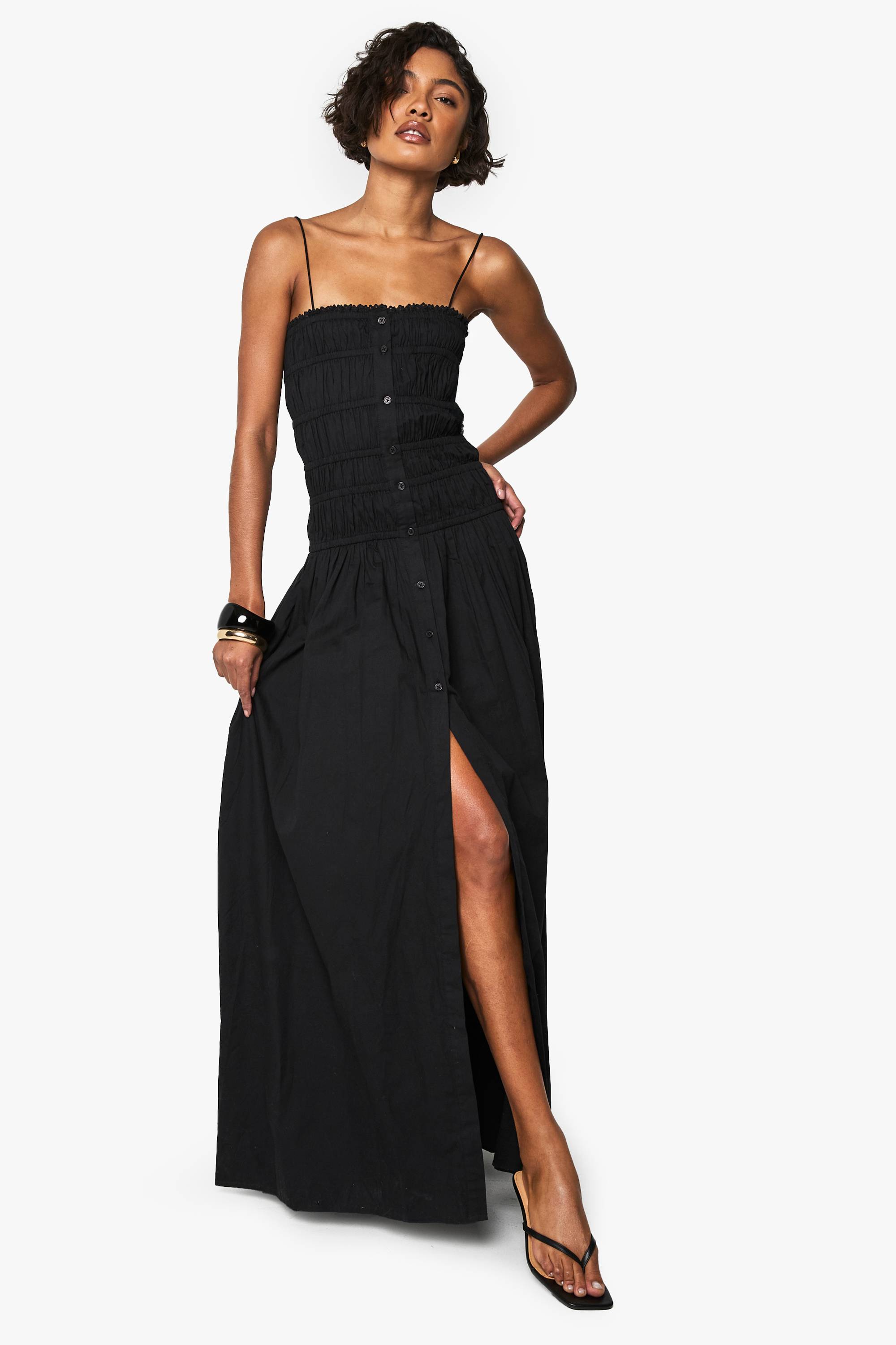 boohoo Robe Maxi Bandeau Froncée Longue