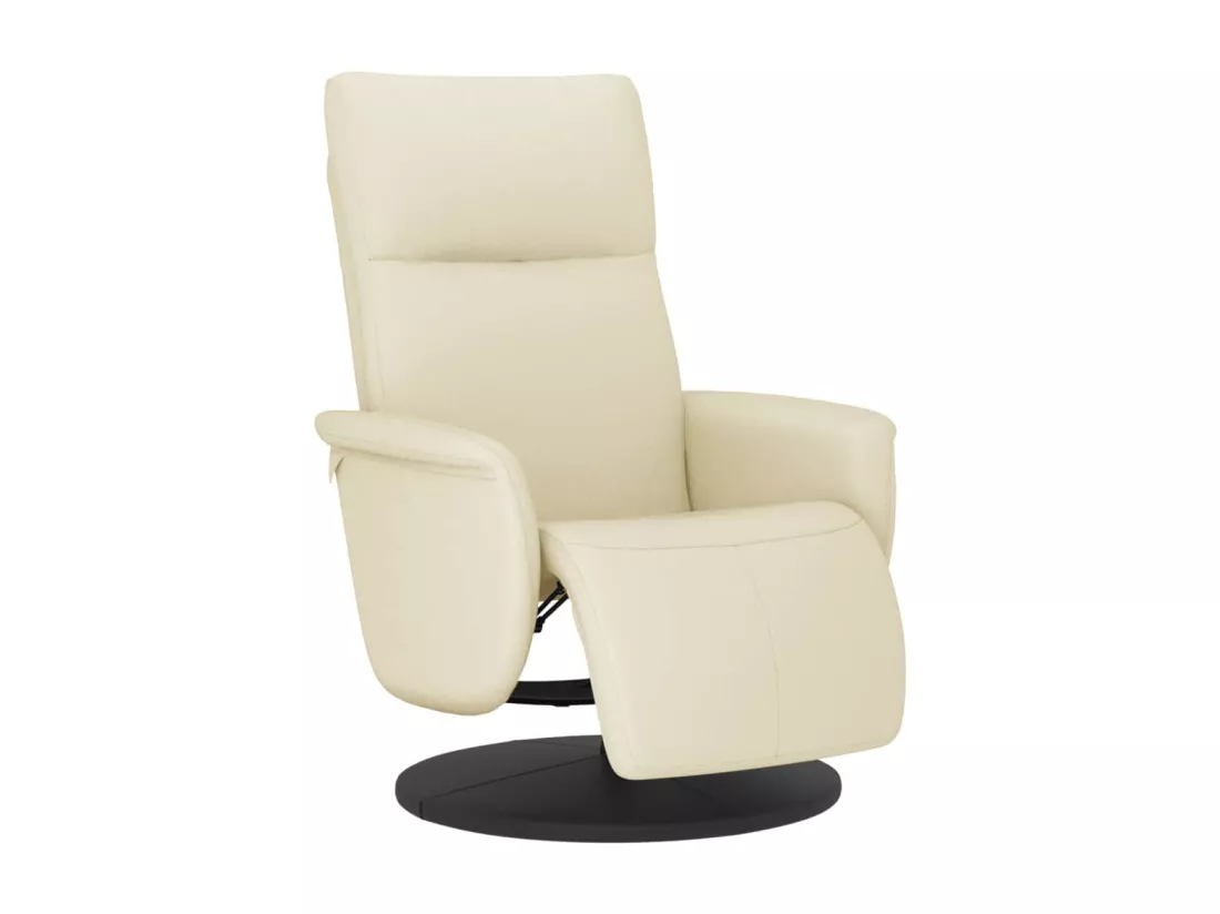 Fauteuil inclinable avec repose-pieds crème similicuir