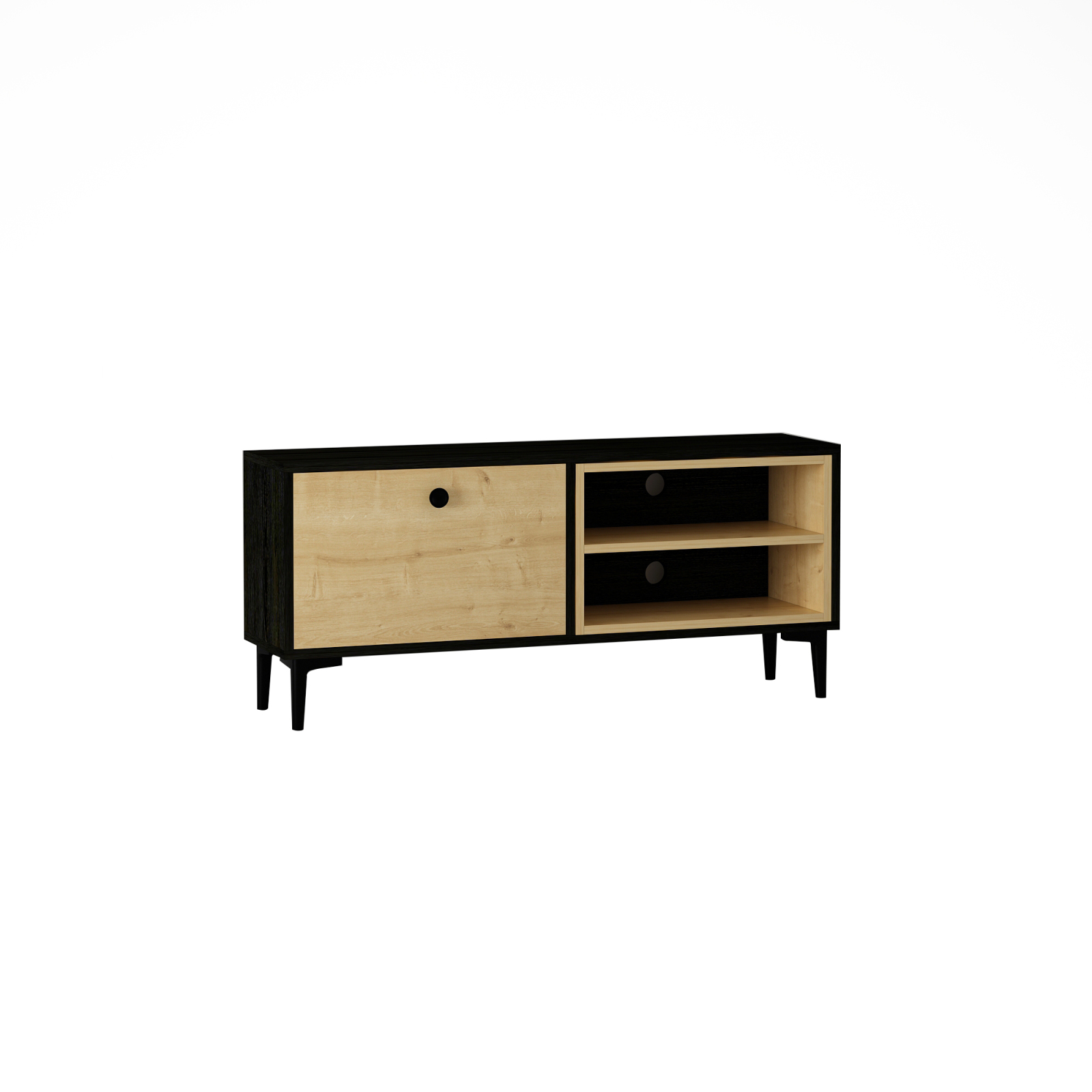 TV-Lowboard - schwarz-natur - 120 cm