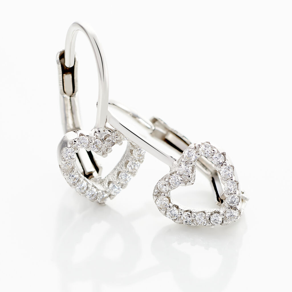 Boucles D'oreilles Pendantes Elisene Argent Blanc Oxyde De Zirconium