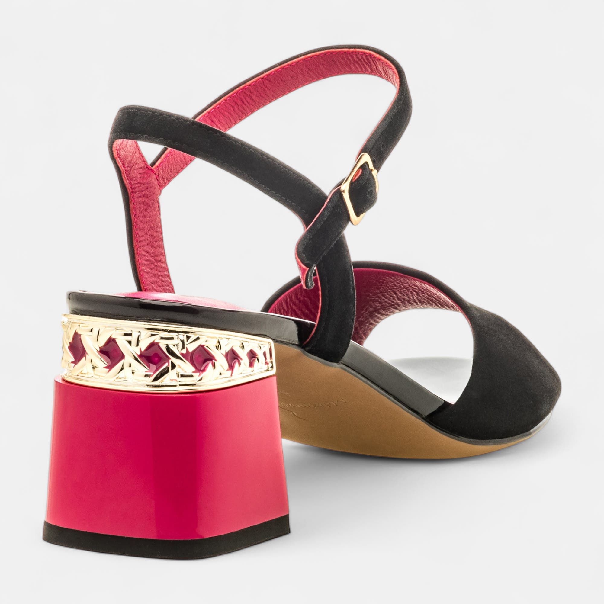 Nu-pieds à talon Femme en cuir noir