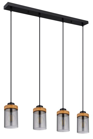 GLOBO Retrofit Balkenpendel Finca 82x150 cm schwarz/Holz