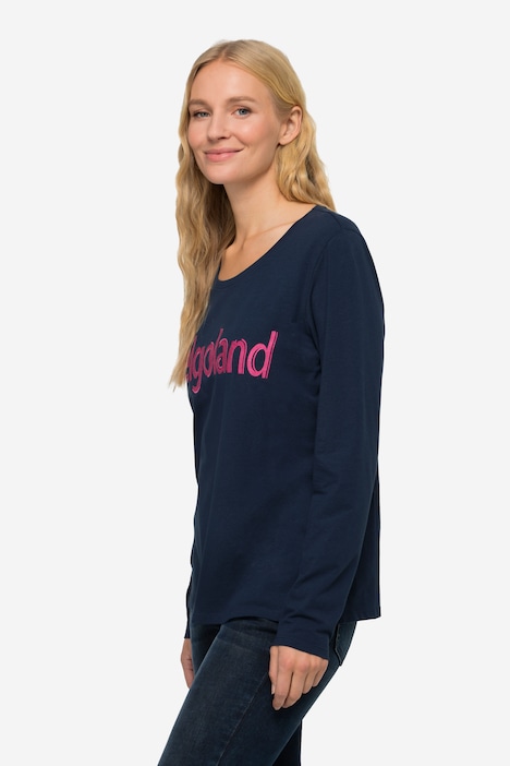 Langarm-Shirt, gestickter Schriftzug, Rundhals