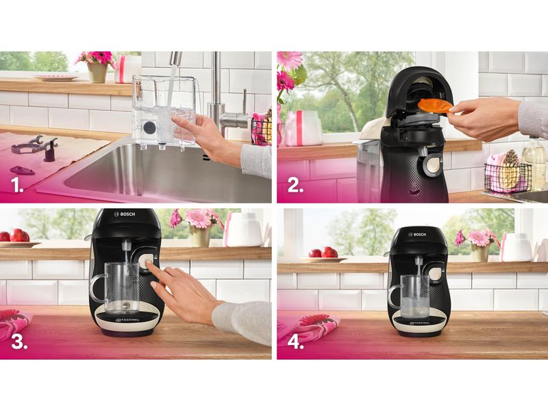 TASSIMO Kapselmaschine Happy friendly Crème/Schwarz Kaffeemaschine