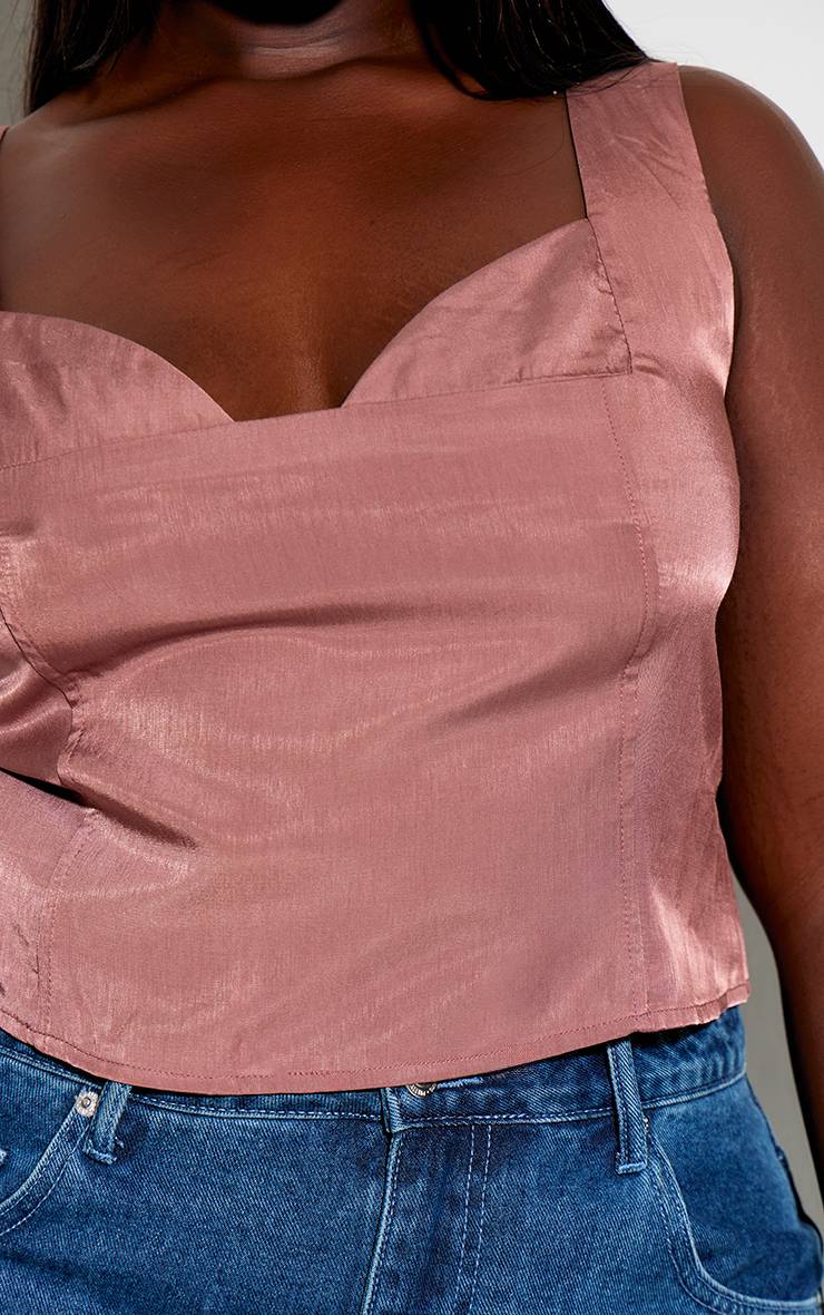 Mauve Corset En Satin Mat Avec Détail Bonnets Et Baleines