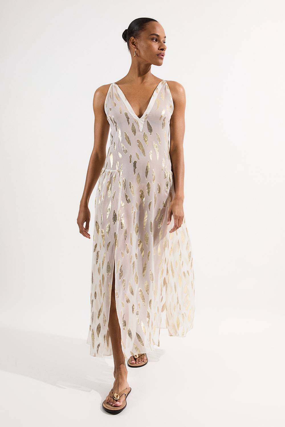 KarenMillen Robe maxi à fines bretelles en fil métallique de plage