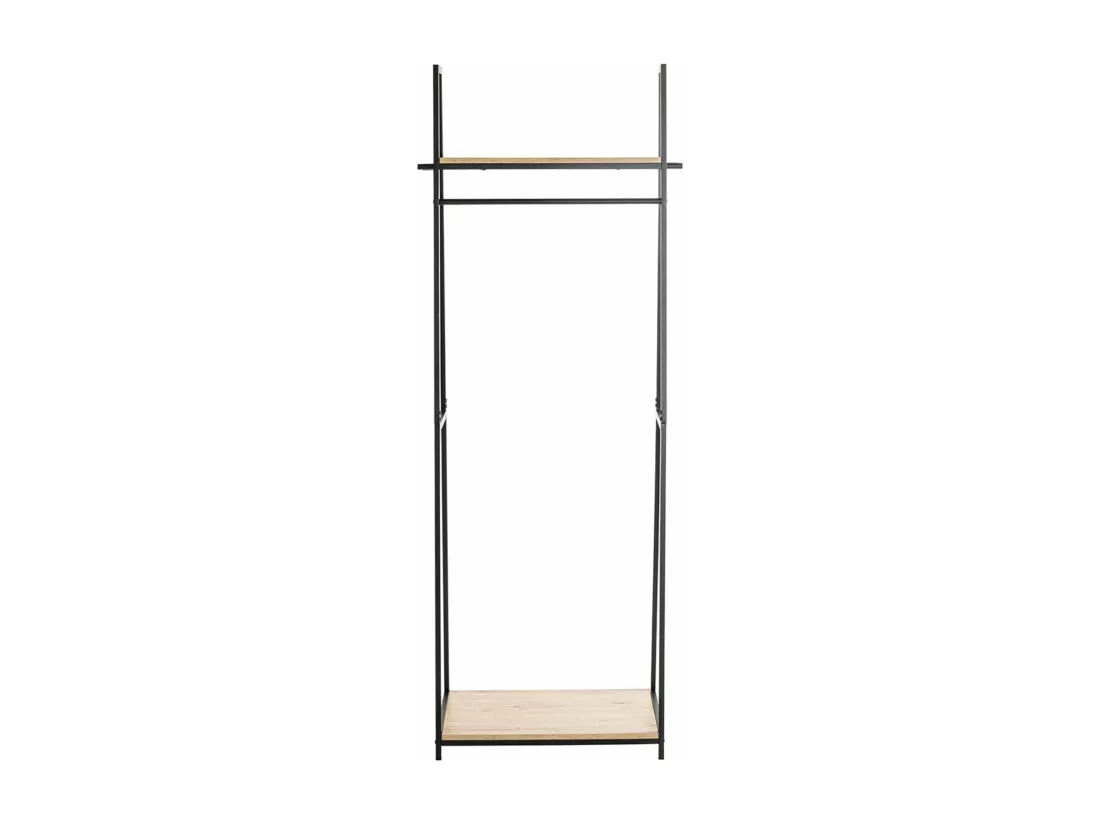Porte-manteau en bois coloris chêne et métal noir - longueur 68 x profondeur 40 x hauteur 166 cm