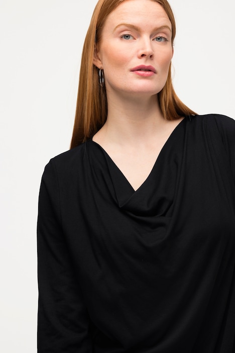 Shirt, asymmetrisch, Wasserfall-Ausschnitt, 3/4-Arm