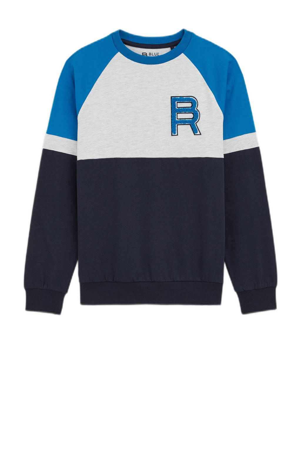 WE Fashion sweater donkerblauw/lichtgrijs/blauw
