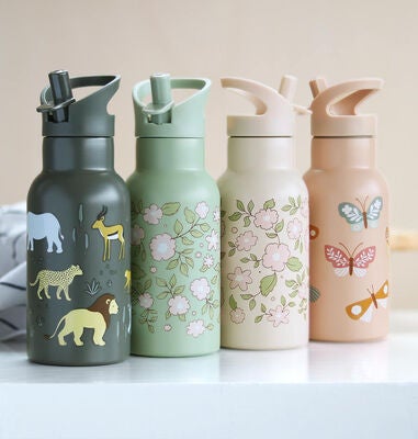 A Little Lovely Company Vannflaske Blomster 350 ml, Rosa