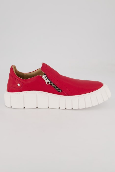 Leder-Slip-Ons, Zipper, Wechselfußbett, Komfortweite
