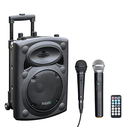 Ibiza - PORT8VHF-BT - Draagbare Luidspreker - 20 cm - 400 W Max - Bluetooth - USB - SD - Batterijduur 4 tot 5 uur