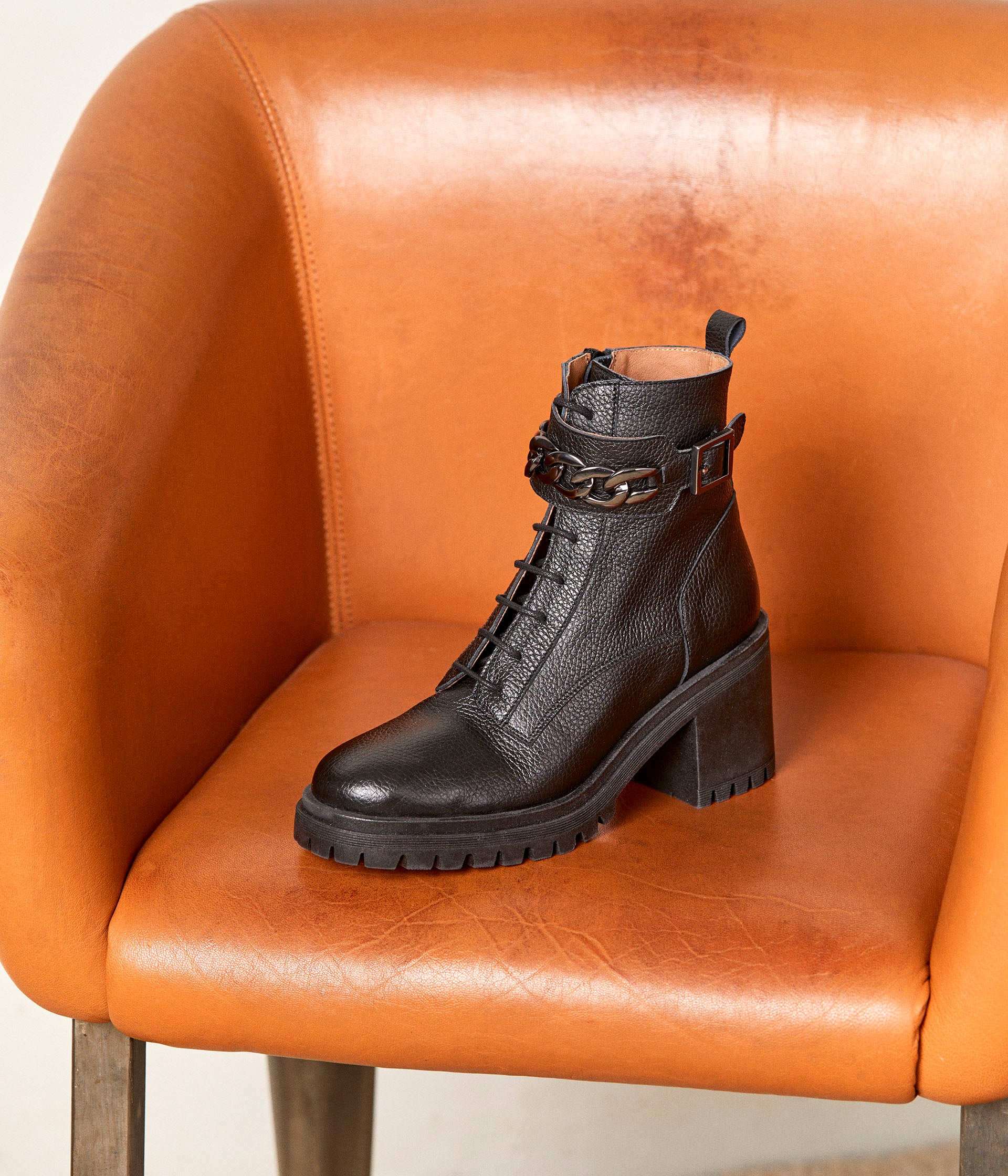 Bottines noires cuir Anya