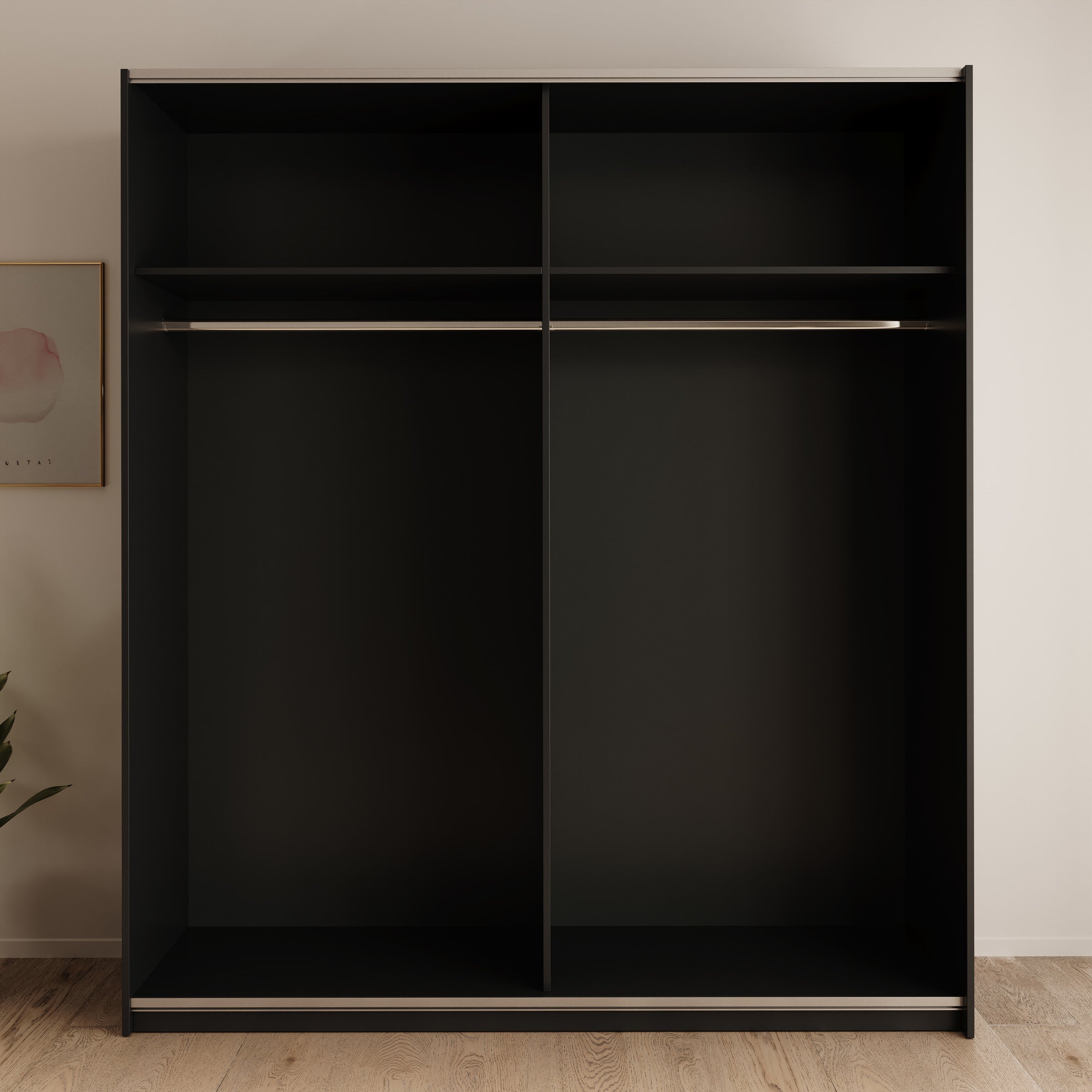 Nuvola - Kledingkast met spiegel - Antraciet - 181x56x205 cm