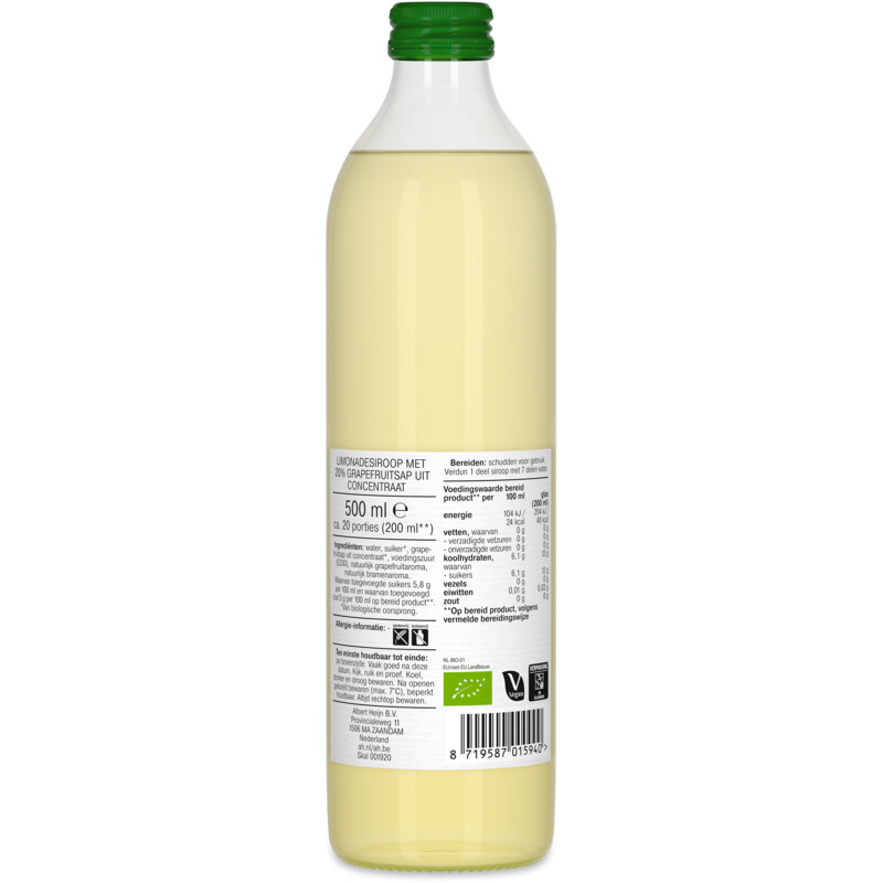 AH Biologisch Grapefruit smaak siroop